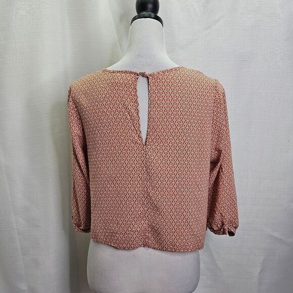 Pins and Needles Urban Outfitters Orange Cropped Popover Blouse Size Medium - Picture 6 of 6